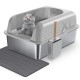 Gimars XL Katzenklo Edelstahl, Große Katzentoilette aus Metall 20L mit Streuschaufel & Matte, Edelstahl Katzenklo für mittelgroße & große Katzen Gimars XL Katzenklo Edelstahl, Große Katzentoilette aus Metall 20L mit Streuschaufel & Matte, Edelstahl Katzenklo für mittelgroße & große Katzen
