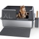 Gimars XL Metal Cat Litter Tray - Odour Resistant Cat Litter Tray Stainless Steel Leakproof Tray with Scoop & Mat, Suitable for Large, Medium & Small Cats Gimars XL Metal Cat Litter Tray - Odour Resistant Cat Litter Tray Stainless Steel Leakproof Tray with Scoop & Mat, Suitable for Large, Medium & Small Cats