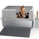 Gimars XL Metal Cat Litter Tray - Odour Resistant Cat Litter Tray Stainless Steel Leakproof Tray with Scoop & Mat, Suitable for Large, Medium & Small Cats Gimars XL Metal Cat Litter Tray - Odour Resistant Cat Litter Tray Stainless Steel Leakproof Tray with Scoop & Mat, Suitable for Large, Medium & Small Cats