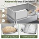Gimars XL Metal Cat Litter Tray - Odour Resistant Cat Litter Tray Stainless Steel Leakproof Tray with Scoop & Mat, Suitable for Large, Medium & Small Cats Gimars XL Metal Cat Litter Tray - Odour Resistant Cat Litter Tray Stainless Steel Leakproof Tray with Scoop & Mat, Suitable for Large, Medium & Small Cats