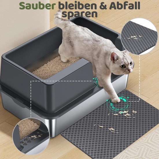 Gimars XL Metal Cat Litter Tray - Odour Resistant Cat Litter Tray Stainless Steel Leakproof Tray with Scoop & Mat, Suitable for Large, Medium & Small Cats Gimars XL Metal Cat Litter Tray - Odour Resistant Cat Litter Tray Stainless Steel Leakproof Tray with Scoop & Mat, Suitable for Large, Medium & Small Cats