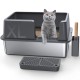 Gimars XL Metal Cat Litter Tray - Odour Resistant Cat Litter Tray Stainless Steel Leakproof Tray with Scoop & Mat, Suitable for Large, Medium & Small Cats Gimars XL Metal Cat Litter Tray - Odour Resistant Cat Litter Tray Stainless Steel Leakproof Tray with Scoop & Mat, Suitable for Large, Medium & Small Cats