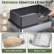 Gimars XL Metal Cat Litter Tray - Odour Resistant Cat Litter Tray Stainless Steel Leakproof Tray with Scoop & Mat, Suitable for Large, Medium & Small Cats Gimars XL Metal Cat Litter Tray - Odour Resistant Cat Litter Tray Stainless Steel Leakproof Tray with Scoop & Mat, Suitable for Large, Medium & Small Cats