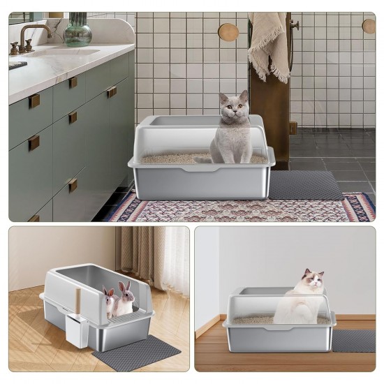 Gimars XL Metal Cat Litter Tray, Large Cat Litter Tray Stainless Steel 20 L with Shovel & Mat, Robust Metal Cat Litter Tray, Stainless Steel Cat Litter Tray for Large and Medium Cats Gimars XL Metal Cat Litter Tray, Large Cat Litter Tray Stainless Steel 20 L with Shovel & Mat, Robust Metal Cat Litter Tray, Stainless Steel Cat Litter Tray for Large and Medium Cats