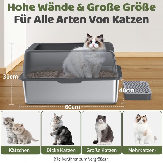 Gimars XL Metal Cat Litter Tray, Large Cat Litter Tray Stainless Steel 20 L with Shovel & Mat, Robust Metal Cat Litter Tray, Stainless Steel Cat Litter Tray for Large and Medium Cats Gimars XL Metal Cat Litter Tray, Large Cat Litter Tray Stainless Steel 20 L with Shovel & Mat, Robust Metal Cat Litter Tray, Stainless Steel Cat Litter Tray for Large and Medium Cats