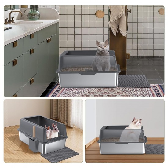 Gimars XL Metal Cat Litter Tray, Large Cat Litter Tray Stainless Steel 20 L with Shovel & Mat, Robust Metal Cat Litter Tray, Stainless Steel Cat Litter Tray for Large and Medium Cats Gimars XL Metal Cat Litter Tray, Large Cat Litter Tray Stainless Steel 20 L with Shovel & Mat, Robust Metal Cat Litter Tray, Stainless Steel Cat Litter Tray for Large and Medium Cats