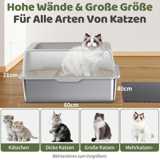 Gimars XL Metal Cat Litter Tray, Large Cat Litter Tray Stainless Steel 20 L with Shovel & Mat, Robust Metal Cat Litter Tray, Stainless Steel Cat Litter Tray for Large and Medium Cats Gimars XL Metal Cat Litter Tray, Large Cat Litter Tray Stainless Steel 20 L with Shovel & Mat, Robust Metal Cat Litter Tray, Stainless Steel Cat Litter Tray for Large and Medium Cats