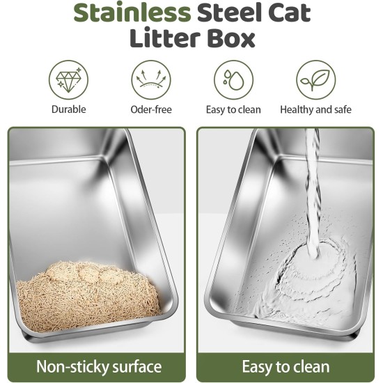 Gimars XXL Stainless Steel Cat Litter Tray with High Rim - Thick-Walled, Rustproof, Odourless, Easy to Clean Stainless Steel Cat Litter Tray for Cats and Rabbits Gimars XXL Stainless Steel Cat Litter Tray with High Rim - Thick-Walled, Rustproof, Odourless, Easy to Clean Stainless Steel Cat Litter Tray for Cats and Rabbits
