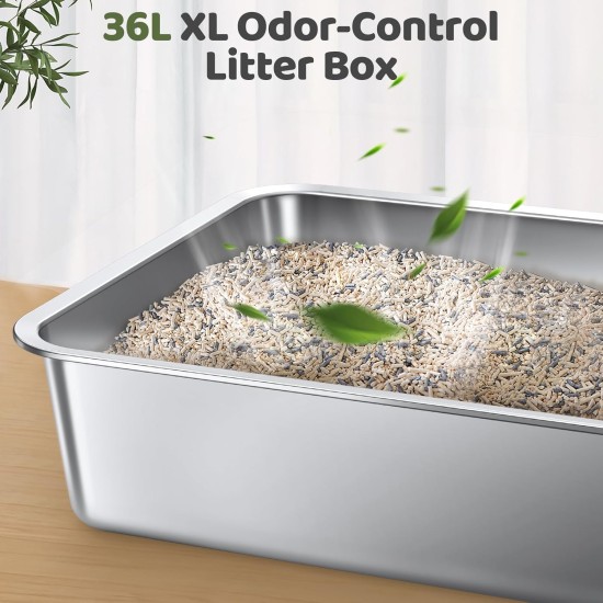 Gimars XXL Stainless Steel Cat Litter Tray with High Rim - Thick-Walled, Rustproof, Odourless, Easy to Clean Stainless Steel Cat Litter Tray for Cats and Rabbits Gimars XXL Stainless Steel Cat Litter Tray with High Rim - Thick-Walled, Rustproof, Odourless, Easy to Clean Stainless Steel Cat Litter Tray for Cats and Rabbits