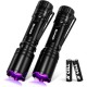 Gofimyee UV Torch Black Light Lamp, Pack of 2 Mini UV Lamp with Adjustable Focus, 395 nm Ultraviolet Lamp for Geocaching, Pet Urine Detectors, Amber Search etc., Includes 2 AA Batteries Gofimyee UV Torch Black Light Lamp, Pack of 2 Mini UV Lamp with Adjustable Focus, 395 nm Ultraviolet Lamp for Geocaching, Pet Urine Detectors, Amber Search etc., Includes 2 AA Batteries
