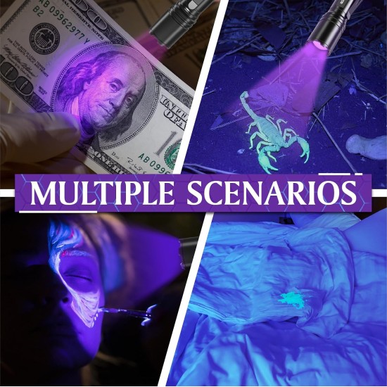 Gofimyee UV Torch Black Light Lamp, Pack of 2 Mini UV Lamp with Adjustable Focus, 395 nm Ultraviolet Lamp for Geocaching, Pet Urine Detectors, Amber Search etc., Includes 2 AA Batteries Gofimyee UV Torch Black Light Lamp, Pack of 2 Mini UV Lamp with Adjustable Focus, 395 nm Ultraviolet Lamp for Geocaching, Pet Urine Detectors, Amber Search etc., Includes 2 AA Batteries