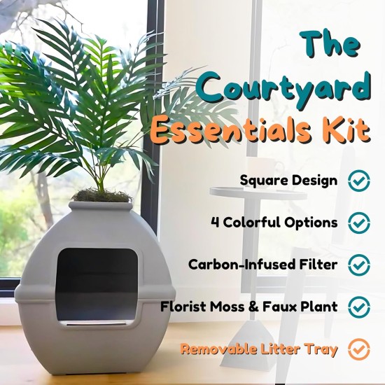 Good Pet Stuff, Hidden Cat Litter Tray and Reusable Insert, Square Cat Litter Tray with Artificial Plants, Ventilated Carbon Odor Filter System, Easy to Clean, White Birch Good Pet Stuff, Hidden Cat Litter Tray and Reusable Insert, Square Cat Litter Tray with Artificial Plants, Ventilated Carbon Odor Filter System, Easy to Clean, White Birch