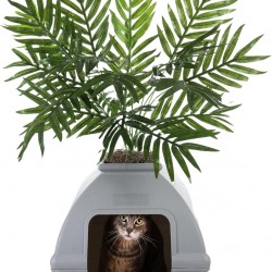 Good Pet Stuff, The Courtyard Hidden Cat Litter Box, Artificial Plants and Closed Square Cat Litter Box, Vented and Odour Filter, Easy to Clean, Stone Grey Good Pet Stuff, The Courtyard Hidden Cat Litter Box, Artificial Plants and Closed Square Cat Litter Box, Vented and Odour Filter, Easy to Clean, Stone Grey