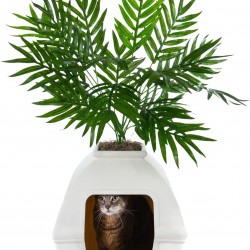 Good Pet Stuff, The Courtyard Hidden Cat Litter Box, Artificial Plants and Closed Square Cat Litter Box, Vented and Odour Filter, Easy to Clean, White Birch Good Pet Stuff, The Courtyard Hidden Cat Litter Box, Artificial Plants and Closed Square Cat Litter Box, Vented and Odour Filter, Easy to Clean, White Birch