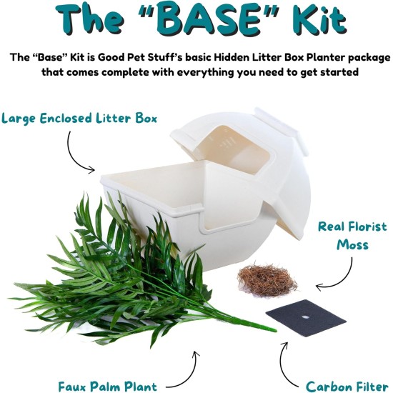 Good Pet Stuff, The Courtyard Hidden Cat Litter Box, Artificial Plants and Closed Square Cat Litter Box, Vented and Odour Filter, Easy to Clean, White Birch Good Pet Stuff, The Courtyard Hidden Cat Litter Box, Artificial Plants and Closed Square Cat Litter Box, Vented and Odour Filter, Easy to Clean, White Birch