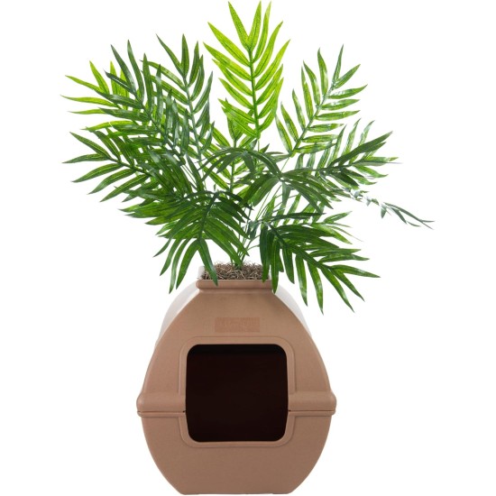 Good Pet Stuff, The Courtyard Hidden Cat Litter Box, Artificial Plants and Closed Square Cat Litter Tray, Ventilated and Odour Filter, Easy Clean, Mocha Brown Good Pet Stuff, The Courtyard Hidden Cat Litter Box, Artificial Plants and Closed Square Cat Litter Tray, Ventilated and Odour Filter, Easy Clean, Mocha Brown