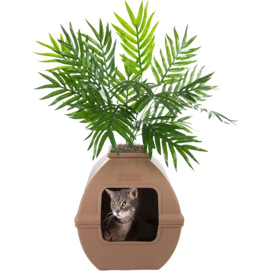 Good Pet Stuff, The Courtyard Hidden Cat Litter Box, Artificial Plants and Closed Square Cat Litter Tray, Ventilated and Odour Filter, Easy Clean, Mocha Brown Good Pet Stuff, The Courtyard Hidden Cat Litter Box, Artificial Plants and Closed Square Cat Litter Tray, Ventilated and Odour Filter, Easy Clean, Mocha Brown
