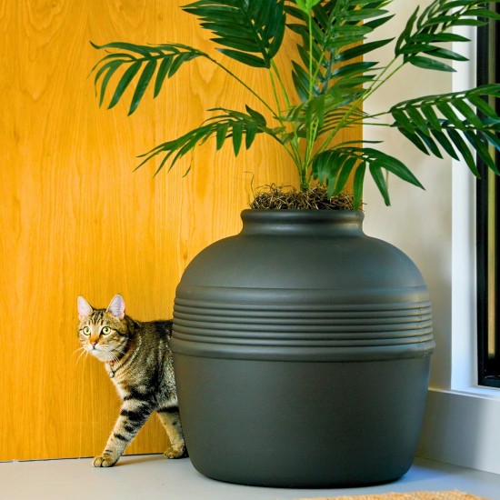 Good Pet Stuff, The Original Hidden Cat Litter Box, Artificial Plants and Closed Cat Litter Box, Ventilated and Odour Filter, Easy to Clean, Black Suede Good Pet Stuff, The Original Hidden Cat Litter Box, Artificial Plants and Closed Cat Litter Box, Ventilated and Odour Filter, Easy to Clean, Black Suede