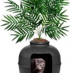 Good Pet Stuff, The Original Hidden Cat Litter Box, Artificial Plants and Closed Cat Litter Box, Ventilated and Odour Filter, Easy to Clean, Black Suede Good Pet Stuff, The Original Hidden Cat Litter Box, Artificial Plants and Closed Cat Litter Box, Ventilated and Odour Filter, Easy to Clean, Black Suede