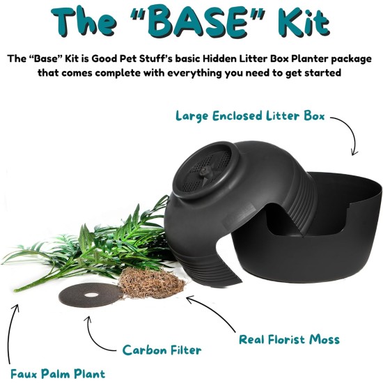 Good Pet Stuff, The Original Hidden Cat Litter Box, Artificial Plants and Closed Cat Litter Box, Ventilated and Odour Filter, Easy to Clean, Black Suede Good Pet Stuff, The Original Hidden Cat Litter Box, Artificial Plants and Closed Cat Litter Box, Ventilated and Odour Filter, Easy to Clean, Black Suede