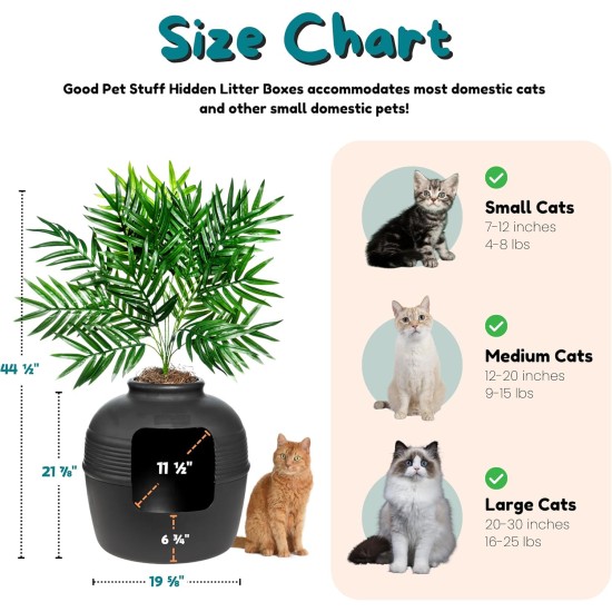 Good Pet Stuff, The Original Hidden Cat Litter Box, Artificial Plants and Closed Cat Litter Box, Ventilated and Odour Filter, Easy to Clean, Black Suede Good Pet Stuff, The Original Hidden Cat Litter Box, Artificial Plants and Closed Cat Litter Box, Ventilated and Odour Filter, Easy to Clean, Black Suede