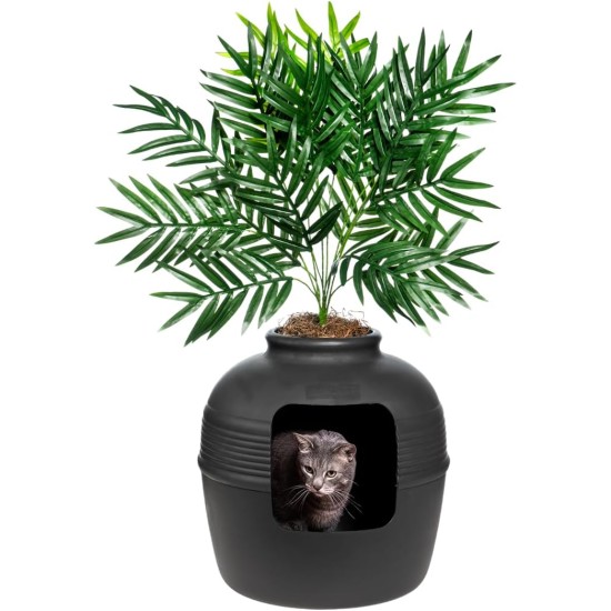Good Pet Stuff, The Original Hidden Cat Litter Box, Artificial Plants and Closed Cat Litter Box, Ventilated and Odour Filter, Easy to Clean, Black Suede Good Pet Stuff, The Original Hidden Cat Litter Box, Artificial Plants and Closed Cat Litter Box, Ventilated and Odour Filter, Easy to Clean, Black Suede