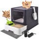 HOMAGICO Cat Litter Tray with Cat Litter Tray and Scoop, Large, Foldable Cat Litter Tray with Lid, Free to Put on and Take Off, Odour Control, Closed Cat Litter Tray, Splash Guard, Easy to Use HOMAGICO Cat Litter Tray with Cat Litter Tray and Scoop, Large, Foldable Cat Litter Tray with Lid, Free to Put on and Take Off, Odour Control, Closed Cat Litter Tray, Splash Guard, Easy to Use