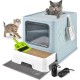 HOMAGICO Cat Litter Tray with Cat Litter Tray and Scoop, Large, Foldable Cat Litter Tray with Lid, Free to Put on and Take Off, Odour Control, Closed Cat Litter Tray, Splash Guard, Easy to Use HOMAGICO Cat Litter Tray with Cat Litter Tray and Scoop, Large, Foldable Cat Litter Tray with Lid, Free to Put on and Take Off, Odour Control, Closed Cat Litter Tray, Splash Guard, Easy to Use