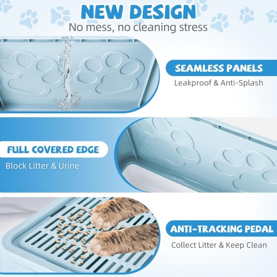 HOMAGICO Cat Litter Tray with Cat Litter Tray and Scoop, Large, Foldable Cat Litter Tray with Lid, Free to Put on and Take Off, Odour Control, Closed Cat Litter Tray, Splash Guard, Easy to Use HOMAGICO Cat Litter Tray with Cat Litter Tray and Scoop, Large, Foldable Cat Litter Tray with Lid, Free to Put on and Take Off, Odour Control, Closed Cat Litter Tray, Splash Guard, Easy to Use