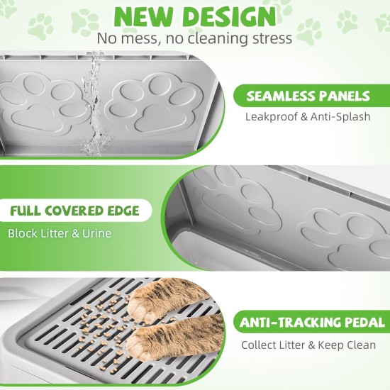 HOMAGICO Cat Litter Tray with Cat Litter Tray and Scoop, Large, Foldable Cat Litter Tray with Lid, Free to Put on and Take Off, Odour Control, Closed Cat Litter Tray, Splash Guard, Easy to Use HOMAGICO Cat Litter Tray with Cat Litter Tray and Scoop, Large, Foldable Cat Litter Tray with Lid, Free to Put on and Take Off, Odour Control, Closed Cat Litter Tray, Splash Guard, Easy to Use