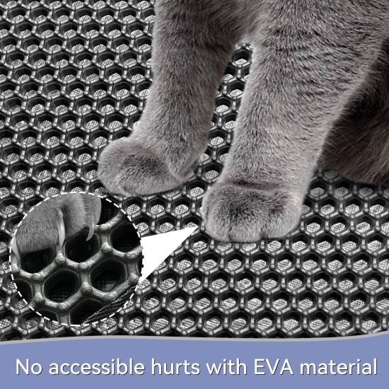 Hanbramo Cat Litter Tray Mat, 45 x 60 cm Honeycomb Double Layer Non-Slip Cat Litter Mat, Waterproof and Urine Proof Cat Mat Cat Litter Tray for Litter Catcher, Cat Litter Mat Litter Control (Grey) Hanbramo Cat Litter Tray Mat, 45 x 60 cm Honeycomb Double Layer Non-Slip Cat Litter Mat, Waterproof and Urine Proof Cat Mat Cat Litter Tray for Litter Catcher, Cat Litter Mat Litter Control (Grey)