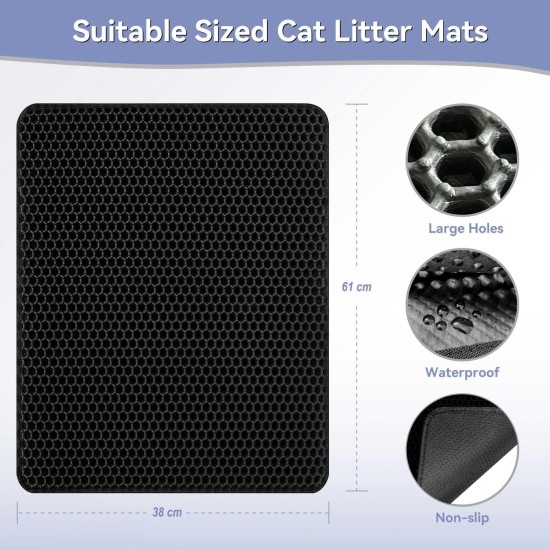 Hanbramo Cat Litter Tray Mat, 45 x 60 cm Honeycomb Double Layer Non-Slip Cat Litter Mat, Waterproof and Urine Proof Cat Mat Cat Litter Tray for Litter Catcher, Cat Litter Mat Litter Control (Grey) Hanbramo Cat Litter Tray Mat, 45 x 60 cm Honeycomb Double Layer Non-Slip Cat Litter Mat, Waterproof and Urine Proof Cat Mat Cat Litter Tray for Litter Catcher, Cat Litter Mat Litter Control (Grey)
