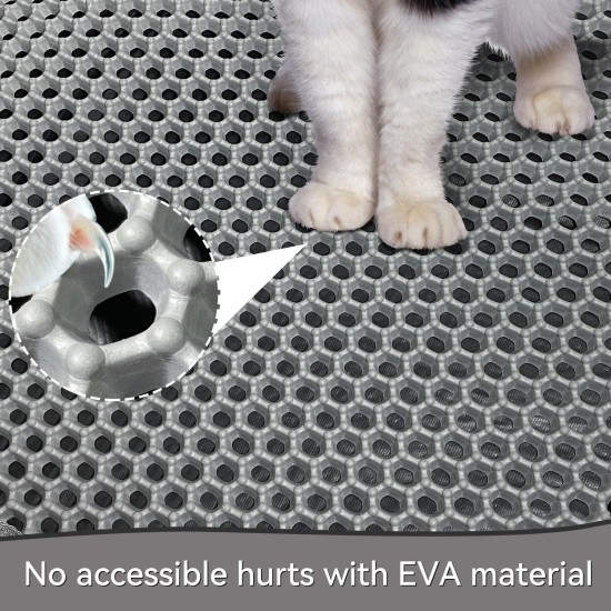 Hanbramo Cat Litter Tray Mat, 45 x 60 cm Honeycomb Double Layer Non-Slip Cat Litter Mat, Waterproof and Urine Proof Cat Mat Cat Litter Tray for Litter Catcher, Cat Litter Mat Litter Control (Grey) Hanbramo Cat Litter Tray Mat, 45 x 60 cm Honeycomb Double Layer Non-Slip Cat Litter Mat, Waterproof and Urine Proof Cat Mat Cat Litter Tray for Litter Catcher, Cat Litter Mat Litter Control (Grey)