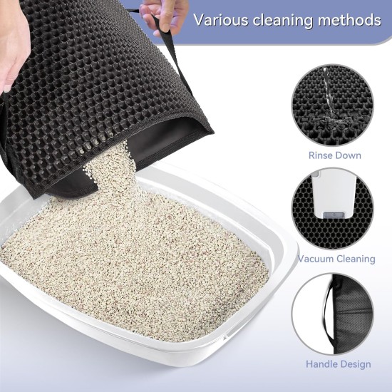 Hanbramo Cat Litter Tray Mat, 61 x 38 cm, Honeycomb Double Layer Non-Slip Cat Litter Mat, Waterproof and Urine Proof Cat Mat, Cat Litter Tray for Litter Catcher, Cat Litter Mat, Litter Control (Grey) Hanbramo Cat Litter Tray Mat, 61 x 38 cm, Honeycomb Double Layer Non-Slip Cat Litter Mat, Waterproof and Urine Proof Cat Mat, Cat Litter Tray for Litter Catcher, Cat Litter Mat, Litter Control (Grey)