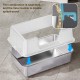 Hapihom Stainless Steel Cat Litter Tray with Lid, Cat Litter Tray with High Side Walls and Non-Stick Coating, with Anti-Leak Mat and Litter Scoop, Leak-Proof, Easy to Clean, 60 x 40 x 31.5 cm