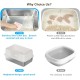 Hapihom Stainless Steel Cat Litter Tray with Lid, Cat Litter Tray with High Side Walls and Non-Stick Coating, with Anti-Leak Mat and Litter Scoop, Leak-Proof, Easy to Clean, 60 x 40 x 31.5 cm