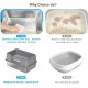 Hapihom Stainless Steel Cat Litter Tray with Lid, Cat Litter Tray with High Side Walls and Non-Stick Coating, with Anti-Leak Mat and Litter Scoop, Leak-Proof, Easy to Clean, 60 x 40 x 31.5 cm