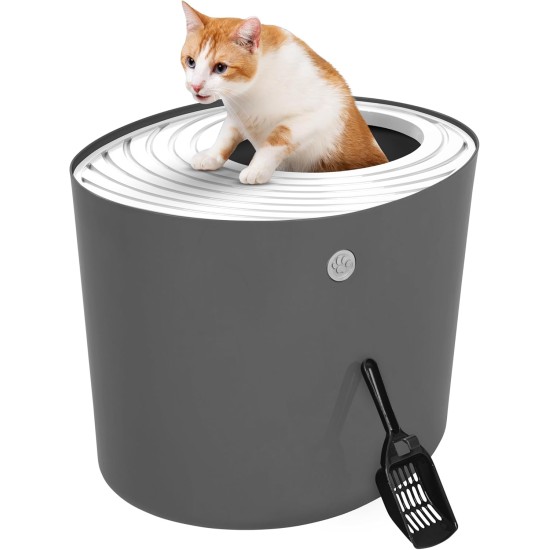 IRIS Top Entry Cat Litter Box, Dark Gray/White IRIS Top Entry Cat Litter Box, Dark Gray/White