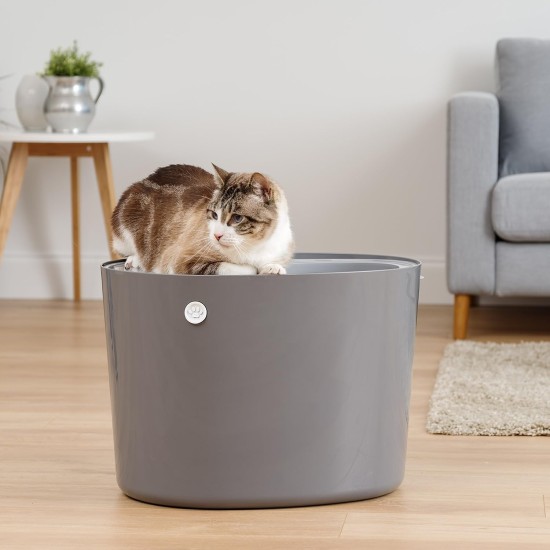 IRIS Top Entry Cat Litter Box, Dark Gray/White IRIS Top Entry Cat Litter Box, Dark Gray/White