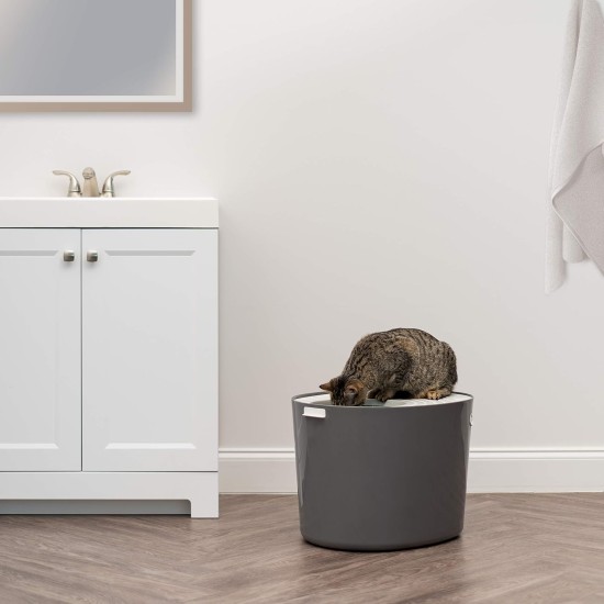 IRIS Top Entry Cat Litter Box, Dark Gray/White IRIS Top Entry Cat Litter Box, Dark Gray/White