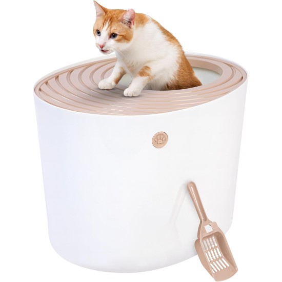 IRIS Top Entry Cat Litter Box, White IRIS Top Entry Cat Litter Box, White