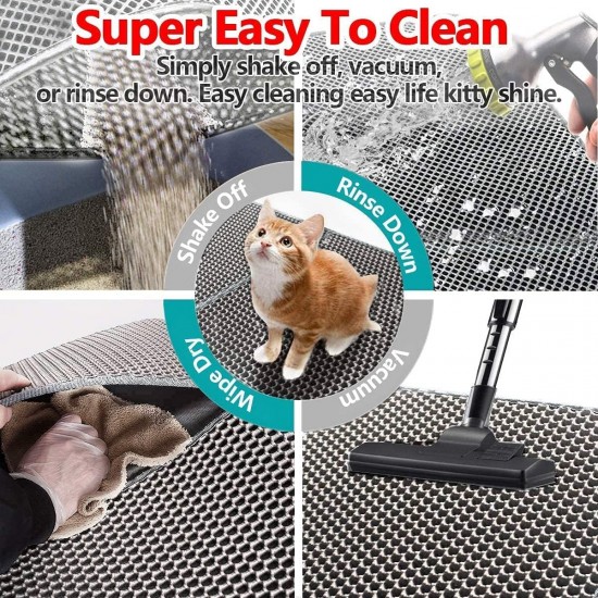 Improved Cat Litter Tray Mat 70 x 55 cm | Cat Litter Mat Pad for Cat Litter Tray Mat | Double Layer Design Waterproof Urine Proof Easy Cleaning Cat Mat - Grey Improved Cat Litter Tray Mat 70 x 55 cm | Cat Litter Mat Pad for Cat Litter Tray Mat | Double Layer Design Waterproof Urine Proof Easy Cleaning Cat Mat - Grey