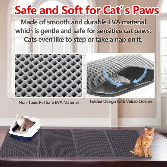 Improved Cat Litter Tray Mat 70 x 55 cm | Cat Litter Mat Pad for Cat Litter Tray Mat | Double Layer Design Waterproof Urine Proof Easy Cleaning Cat Mat - Grey Improved Cat Litter Tray Mat 70 x 55 cm | Cat Litter Mat Pad for Cat Litter Tray Mat | Double Layer Design Waterproof Urine Proof Easy Cleaning Cat Mat - Grey