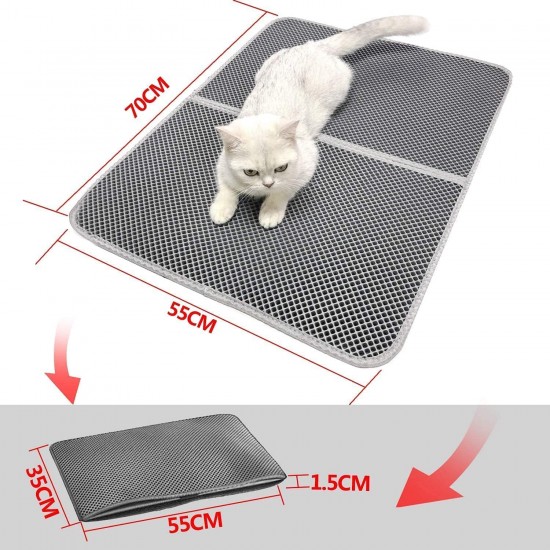 Improved Cat Litter Tray Mat 70 x 55 cm | Cat Litter Mat Pad for Cat Litter Tray Mat | Double Layer Design Waterproof Urine Proof Easy Cleaning Cat Mat - Grey Improved Cat Litter Tray Mat 70 x 55 cm | Cat Litter Mat Pad for Cat Litter Tray Mat | Double Layer Design Waterproof Urine Proof Easy Cleaning Cat Mat - Grey