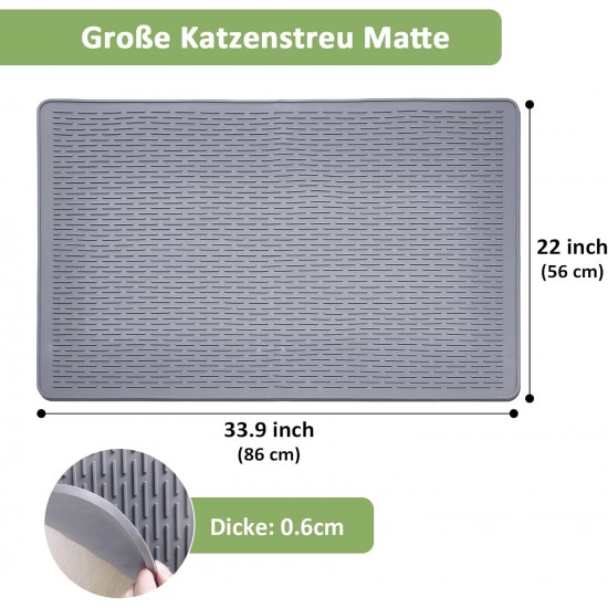 Iptienda Cat Litter Tray Mat, 86 x 56 cm, Silicone Cat Litter Mat, Non-Slip, Cat Litter Tray Mat, Waterproof Anti-Urine, Cat Litter Tray Mat, Easy to Clean (Grey) Iptienda Cat Litter Tray Mat, 86 x 56 cm, Silicone Cat Litter Mat, Non-Slip, Cat Litter Tray Mat, Waterproof Anti-Urine, Cat Litter Tray Mat, Easy to Clean (Grey)