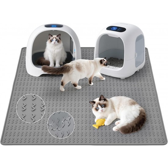 Iptienda Cat Litter Tray Mat, 86 x 56 cm, Silicone Cat Litter Mat, Non-Slip, Cat Litter Tray Mat, Waterproof Anti-Urine, Cat Litter Tray Mat, Easy to Clean (Grey) Iptienda Cat Litter Tray Mat, 86 x 56 cm, Silicone Cat Litter Mat, Non-Slip, Cat Litter Tray Mat, Waterproof Anti-Urine, Cat Litter Tray Mat, Easy to Clean (Grey)