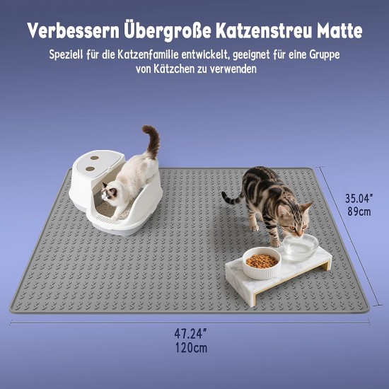 Iptienda Cat Litter Tray Mat, 86 x 56 cm, Silicone Cat Litter Mat, Non-Slip, Cat Litter Tray Mat, Waterproof Anti-Urine, Cat Litter Tray Mat, Easy to Clean (Grey) Iptienda Cat Litter Tray Mat, 86 x 56 cm, Silicone Cat Litter Mat, Non-Slip, Cat Litter Tray Mat, Waterproof Anti-Urine, Cat Litter Tray Mat, Easy to Clean (Grey)