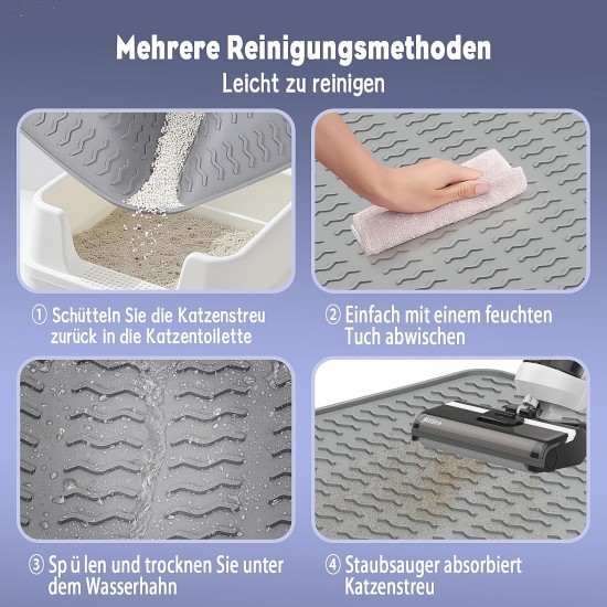 Iptienda Cat Litter Tray Mat, 86 x 56 cm, Silicone Cat Litter Mat, Non-Slip, Cat Litter Tray Mat, Waterproof Anti-Urine, Cat Litter Tray Mat, Easy to Clean (Grey) Iptienda Cat Litter Tray Mat, 86 x 56 cm, Silicone Cat Litter Mat, Non-Slip, Cat Litter Tray Mat, Waterproof Anti-Urine, Cat Litter Tray Mat, Easy to Clean (Grey)