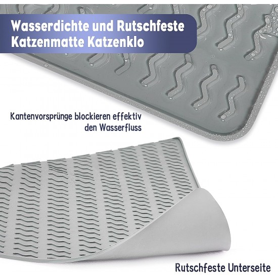 Iptienda Cat Litter Tray Mat, 86 x 56 cm, Silicone Cat Litter Mat, Non-Slip, Cat Litter Tray Mat, Waterproof Anti-Urine, Cat Litter Tray Mat, Easy to Clean (Grey) Iptienda Cat Litter Tray Mat, 86 x 56 cm, Silicone Cat Litter Mat, Non-Slip, Cat Litter Tray Mat, Waterproof Anti-Urine, Cat Litter Tray Mat, Easy to Clean (Grey)