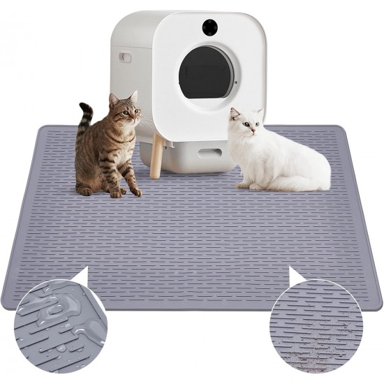 Iptienda Cat Litter Tray Mat, 86 x 56 cm, Silicone Cat Litter Mat, Non-Slip, Cat Litter Tray Mat, Waterproof Anti-Urine, Cat Litter Tray Mat, Easy to Clean (Grey) Iptienda Cat Litter Tray Mat, 86 x 56 cm, Silicone Cat Litter Mat, Non-Slip, Cat Litter Tray Mat, Waterproof Anti-Urine, Cat Litter Tray Mat, Easy to Clean (Grey)